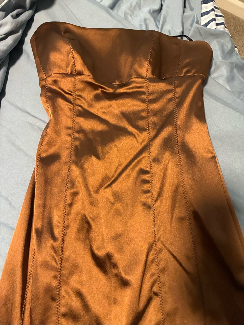 Strapless Satin Dress in Copper